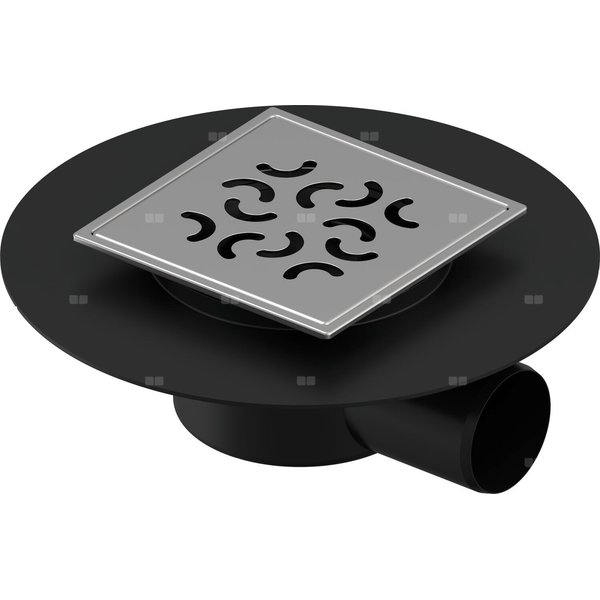 Wpust UPONOR Aqua Ambient Super Arco z 1 przyłączem 50, odpływ poziomy, kratka 120x120mm stal nierdzewna