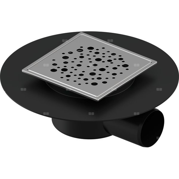 Wpust UPONOR Aqua Ambient Super Spot z 1 przyłączem 50, odpływ poziomy, kratka 120x120mm stal nierdzewna