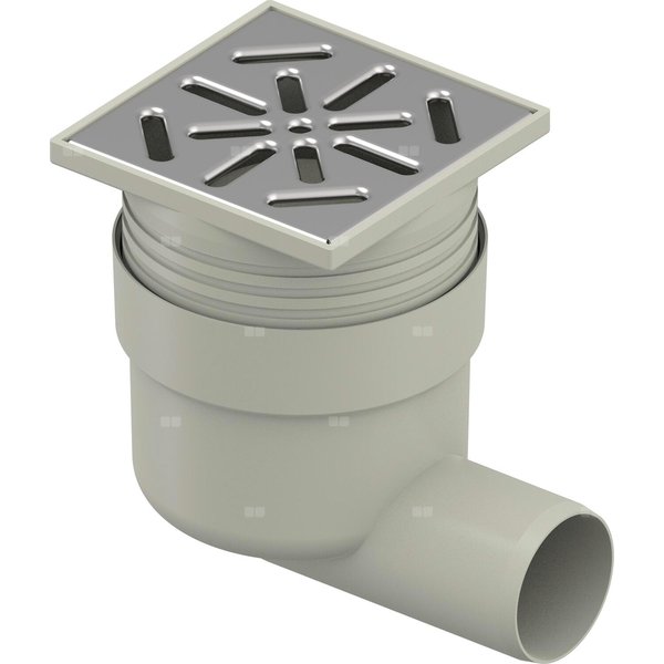 Wpust UPONOR Aqua Ambient Standard z 1 przyłączem 50, odpływ poziomy, kratka 100x100mm stal nierdzewna
