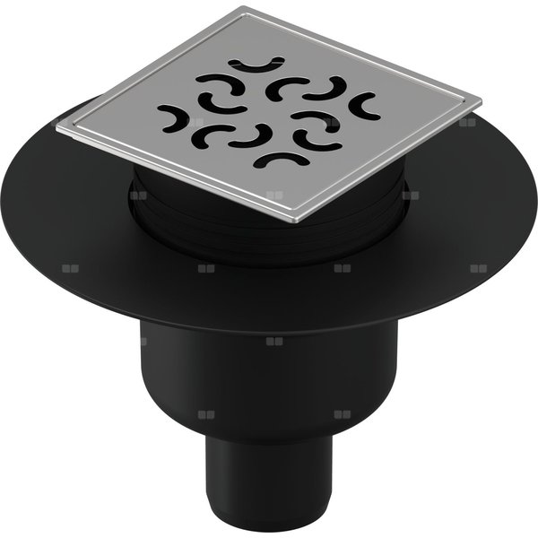 Wpust UPONOR Aqua Ambient Classic Arco z 1 przyłączem 50, odpływ pionowy, kratka 120x120mm stal nierdzewna