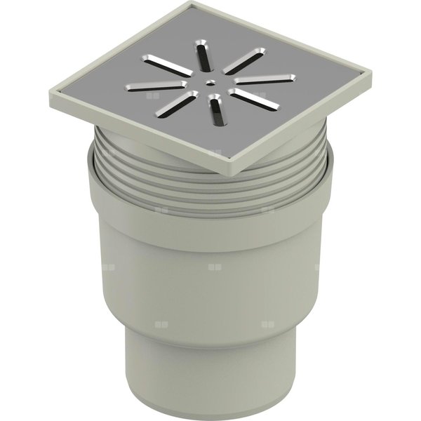 Wpust UPONOR Aqua Ambient Standard z 1 przyłączem 110, odpływ pionowy, kratka 150x150mm stal nierdzewna