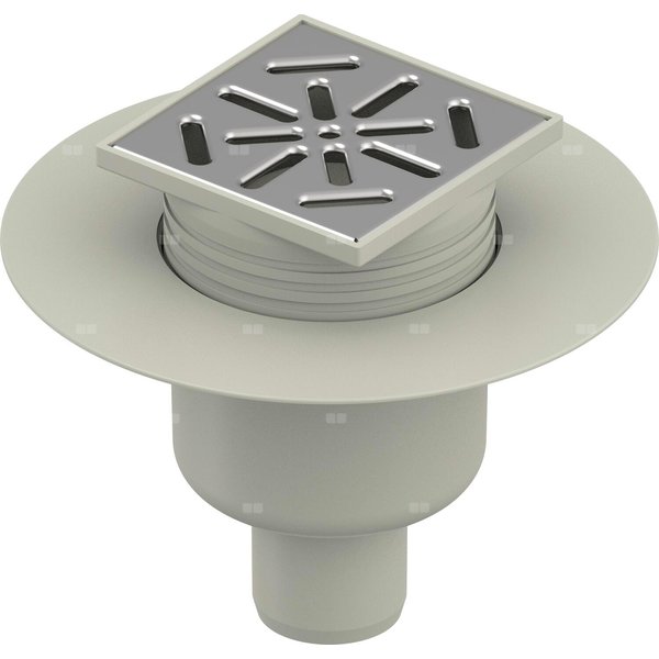 Wpust UPONOR Aqua Ambient C Standard z 1 przyłączem 50, odpływ pionowy, kratka 107x107mm stal nierdzewna