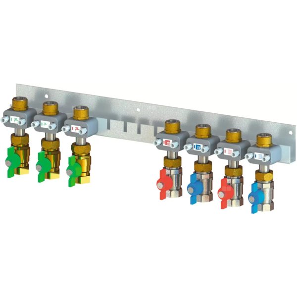 Uponor Combi Port E-Pro szyna z zaworami bottom x7,DN20,MT/FT