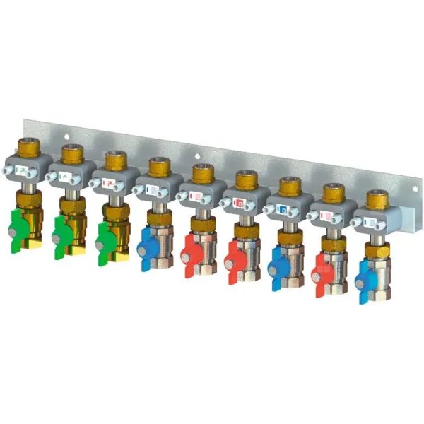 Uponor Combi Port E-Pro szyna z zaworami bottom x9,DN20,MT/FT