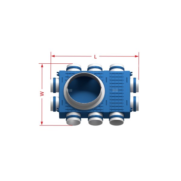 Modułowy rozdzielacz 9 lub 10-króćcowy, przyłącze DN 200
