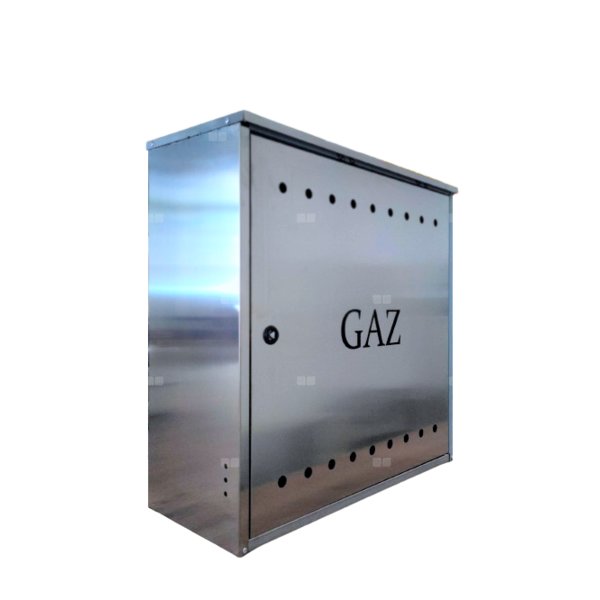 Skrzynka gazowa 600x600x250, wolnostojąca, ze skośnym daszkiem, stal nierdzewna